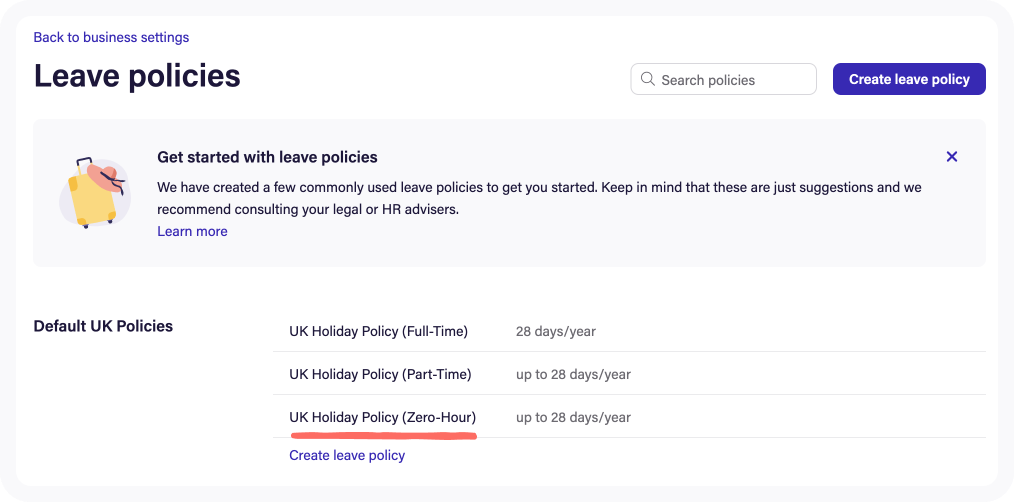 UK Holiday Policy Zero-Hour