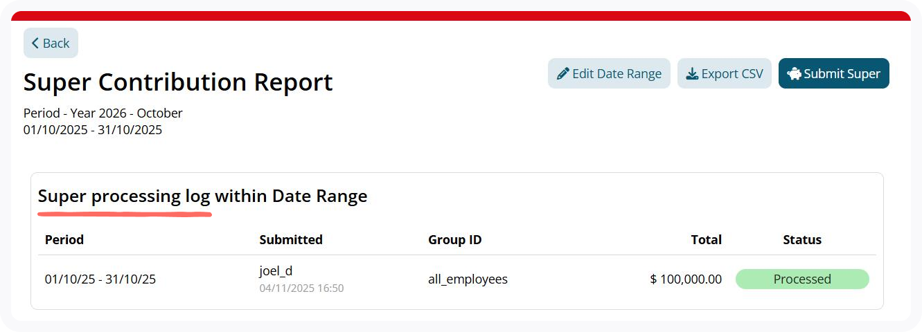 Screenshot of super processing log, as referenced above.