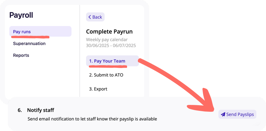 Screenshot of steps 1 to 3.