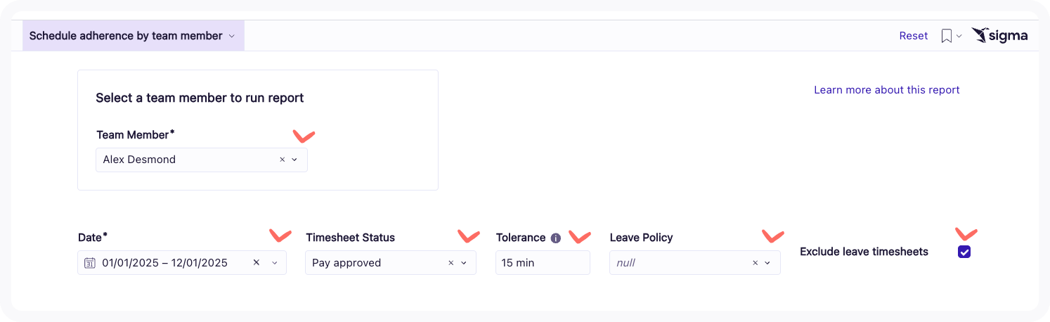 Screenshot showing filters referenced above. 