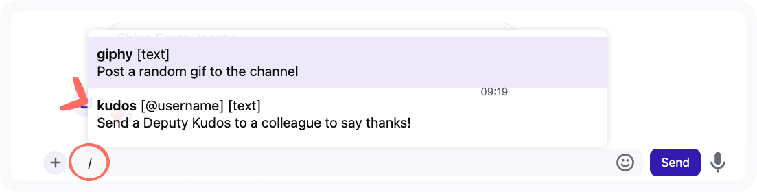 Screenshot of Kudos option in message bar.