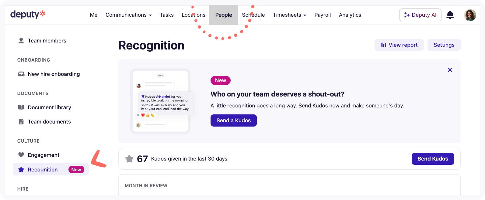 Screenshot of the Recognition section on the People page.