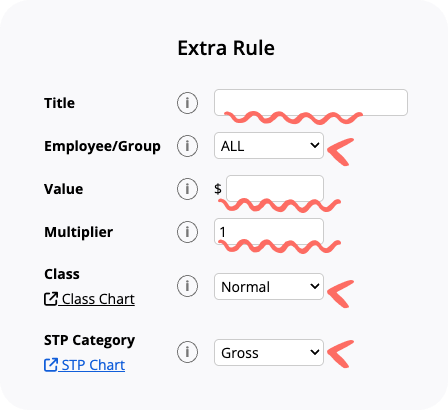 Screenshot of Extra Rule pop-up