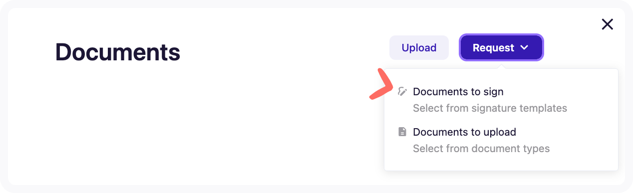 Documents to sign section of the Documents page.