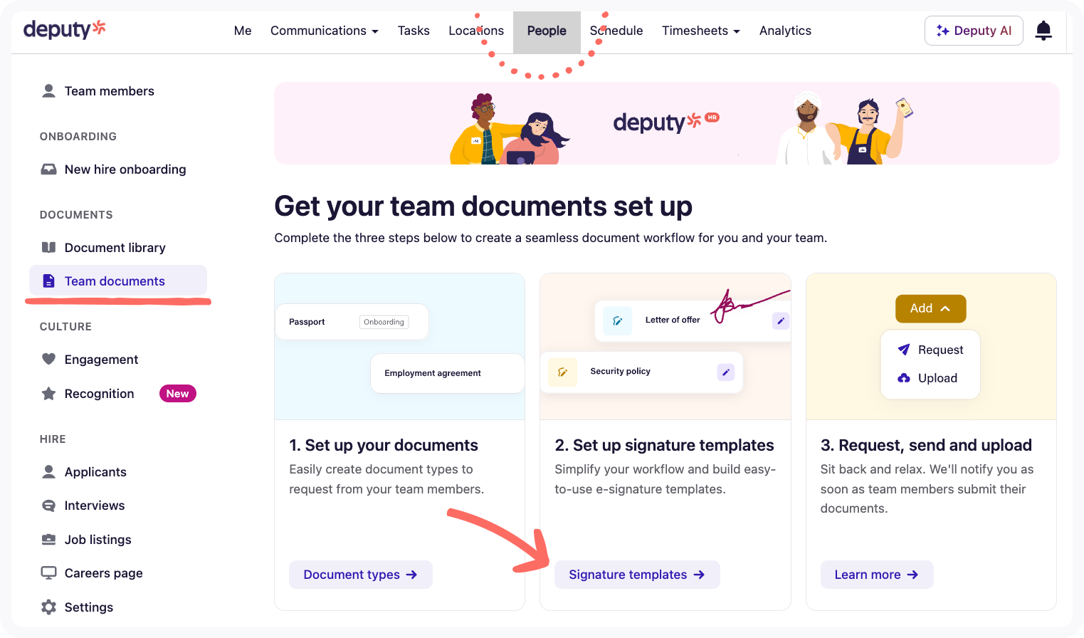 Team Documents landing page on the People tab.