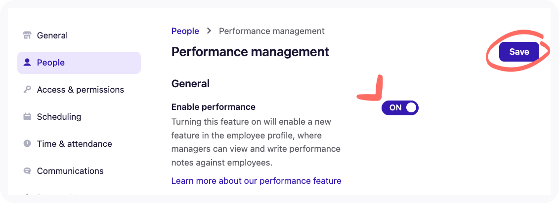 Enable performance toggle.