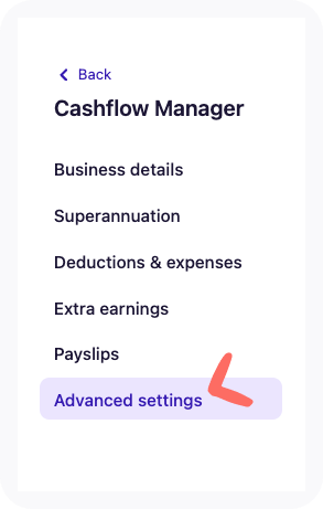 Screenshot of the Advanced settings tab.