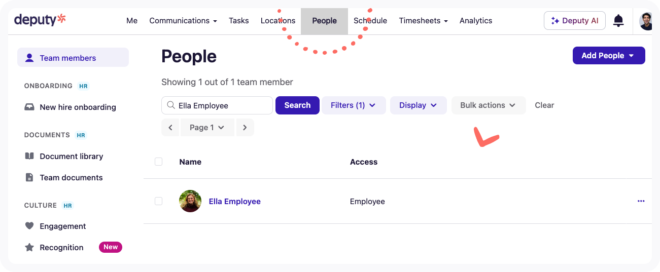 People tab view - with pay rate data hidden.
