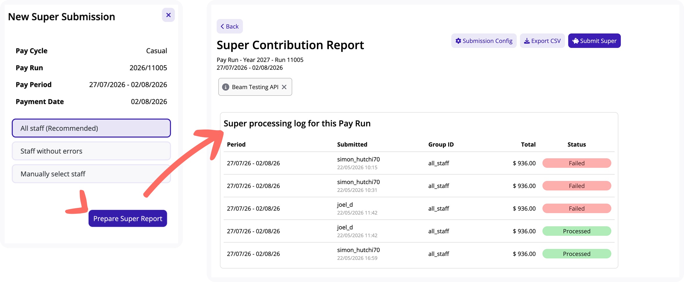Prepare Super Report workflow.