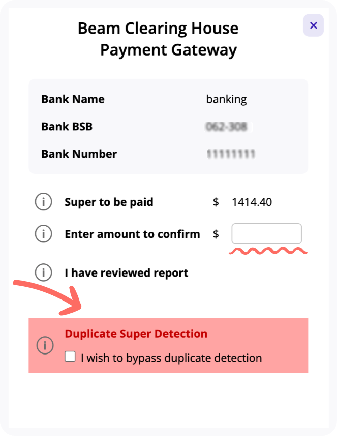 Duplicate Super Detection message example.