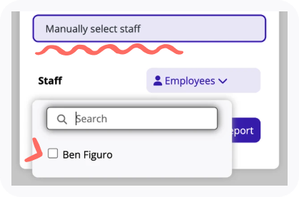 Drop-down menu to search and select staff names.