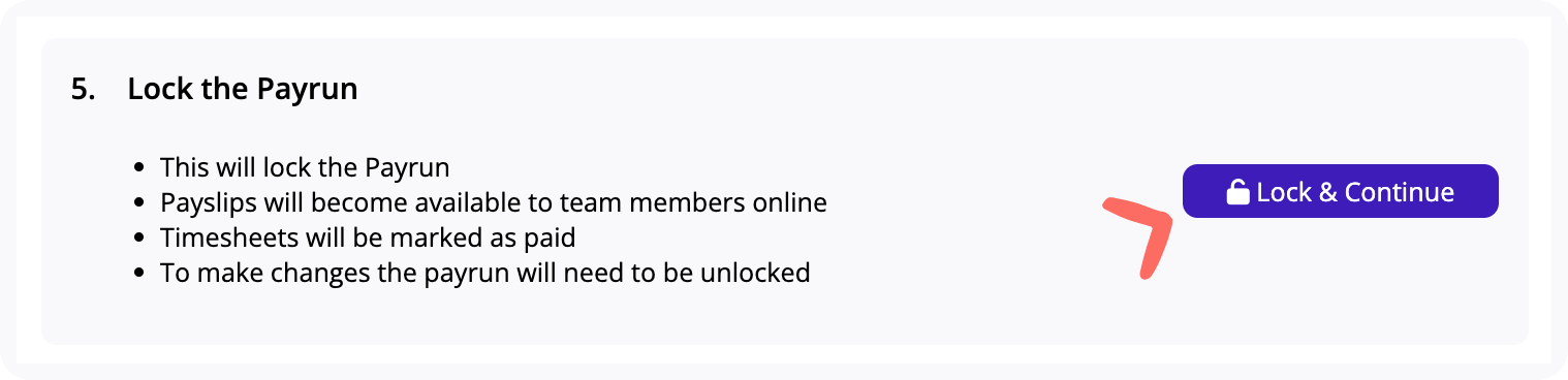Lock the Payrun stage of a payun.
