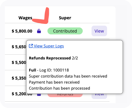 Super status column with a status description example.
