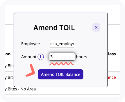Amend TOIL balance screen.