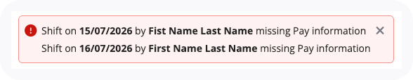View or missing pay information error message in Deputy Payroll AU.