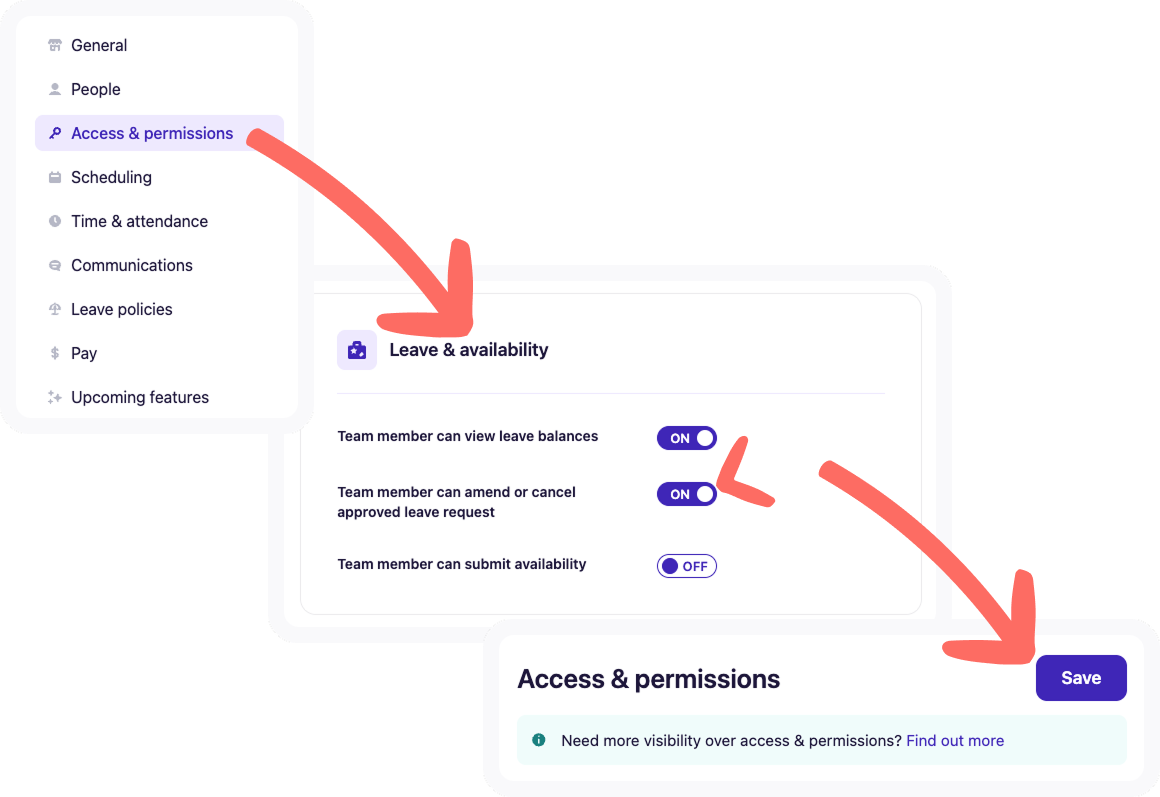 Access and permissions in Business Settings
