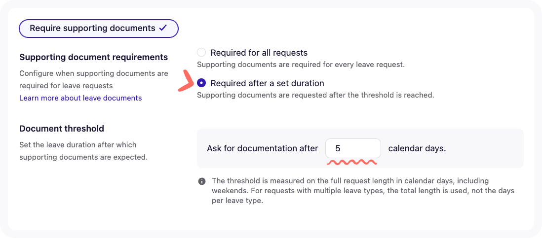 Document threshold setting