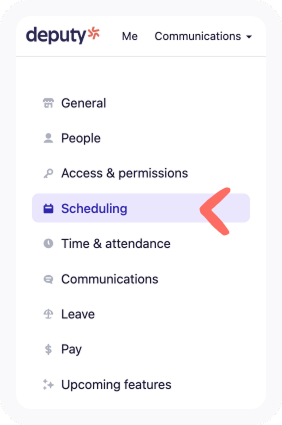 Menu navigation for Business settings.