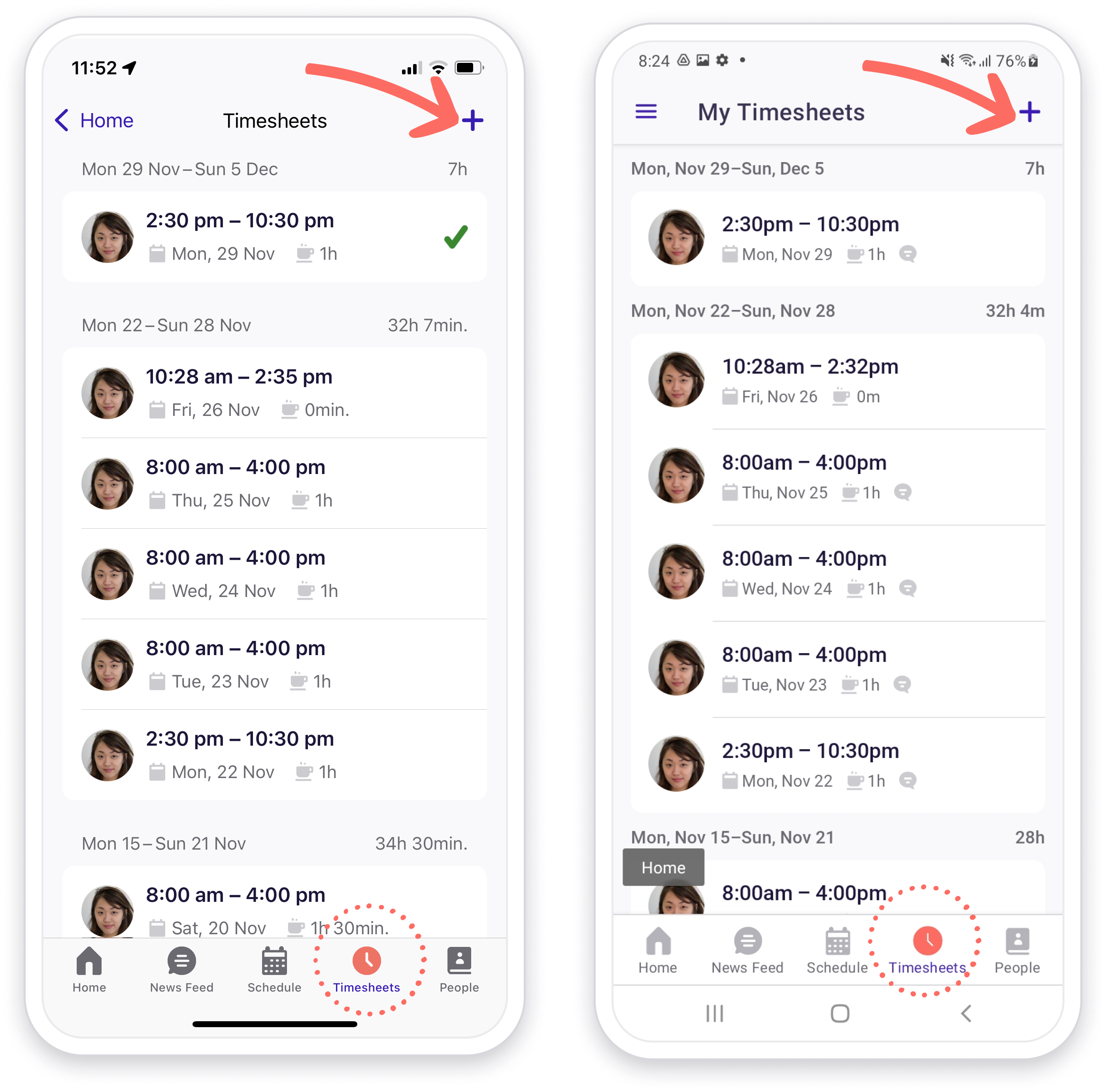 Add a timesheet in the Deputy mobile app