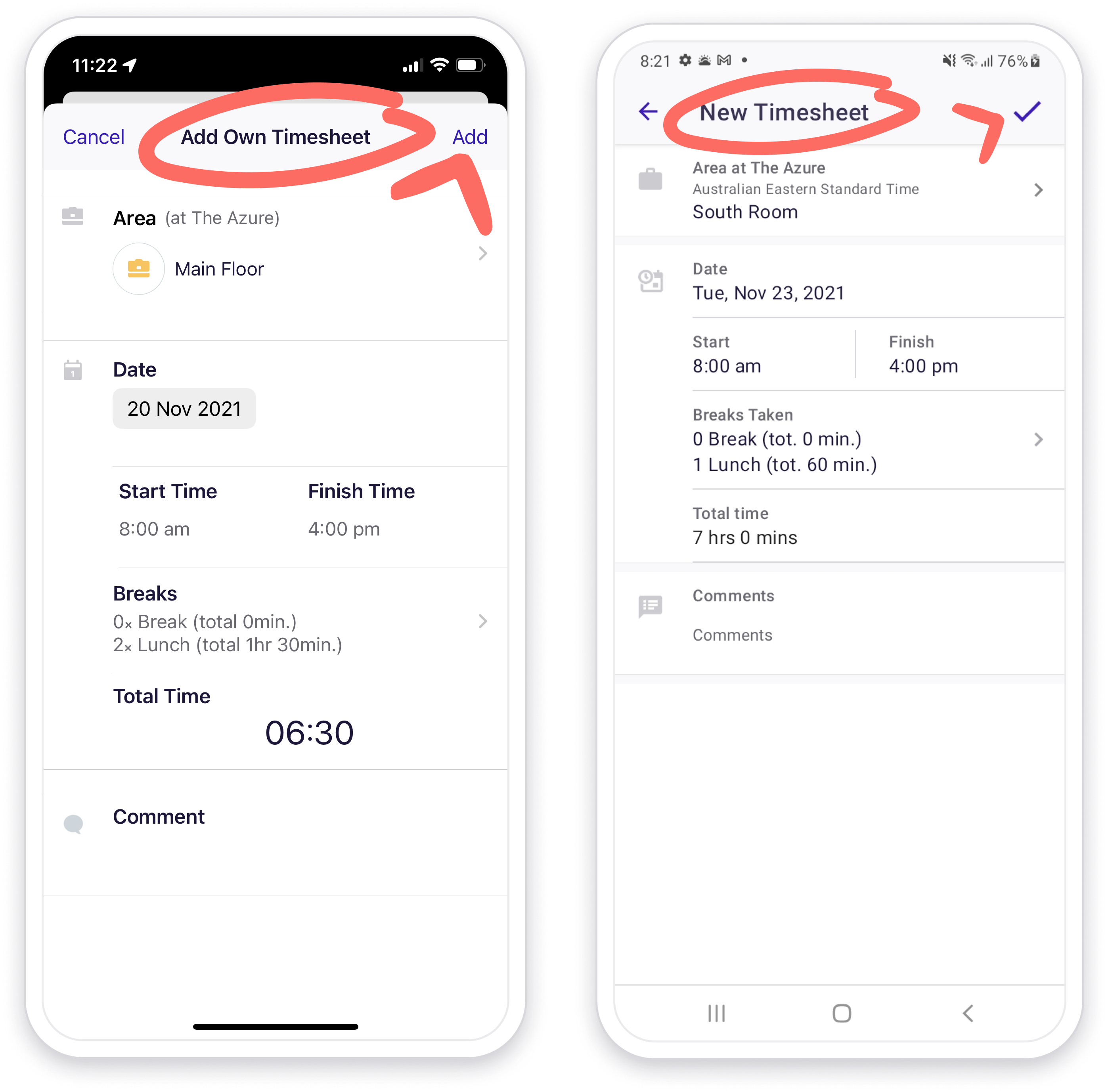 Submit a timesheet in the Deputy mobile app