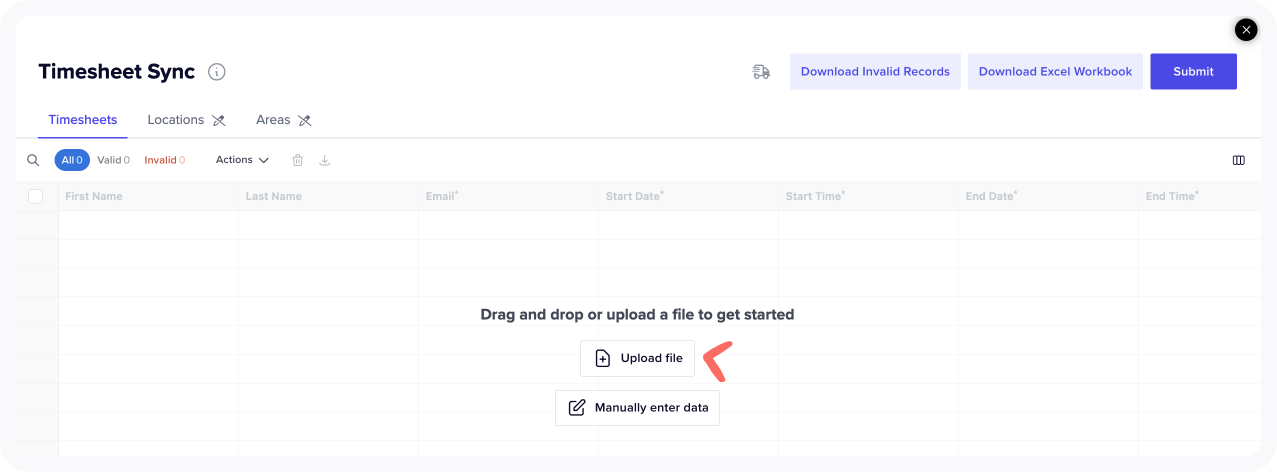 Upload timesheet CSV