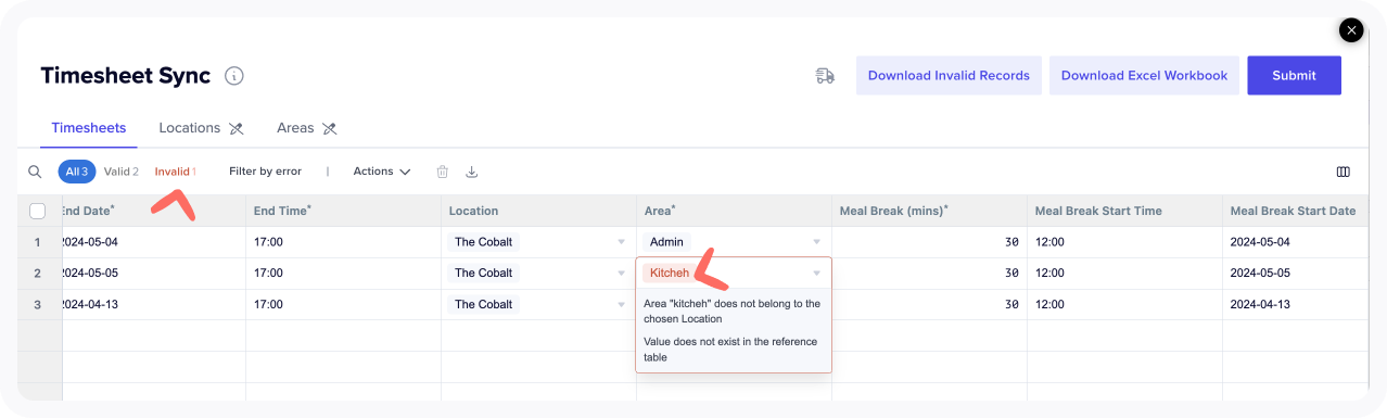 Column mapping and import validation