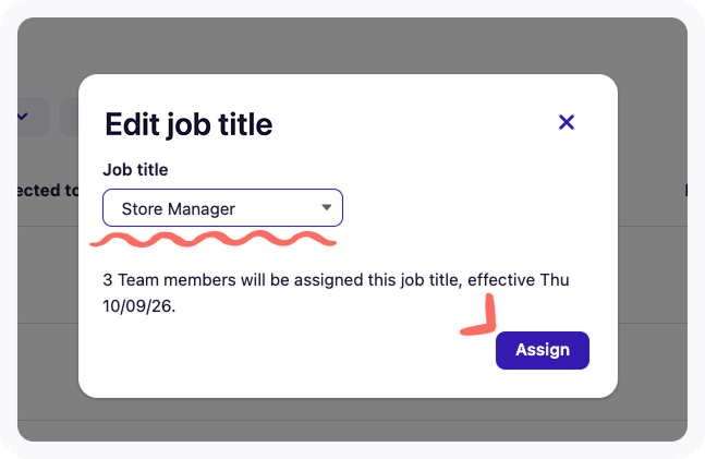 View of the Edit job title window. 