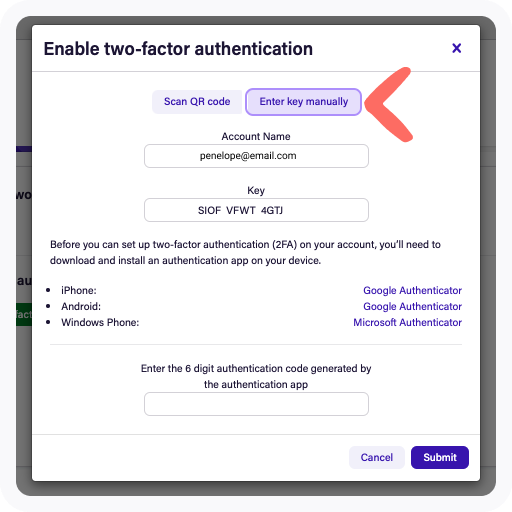 Setting up Two-Factor Authentication (2FA)