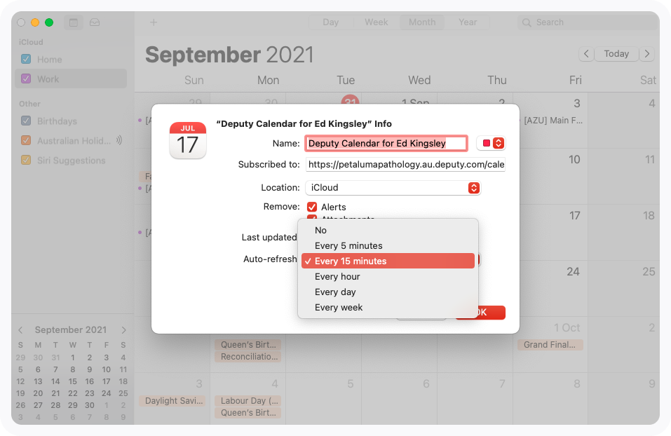 Syncing your Deputy schedule with your own calendar application