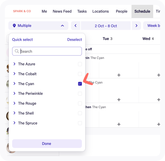 select Cyan location in schedule.png
