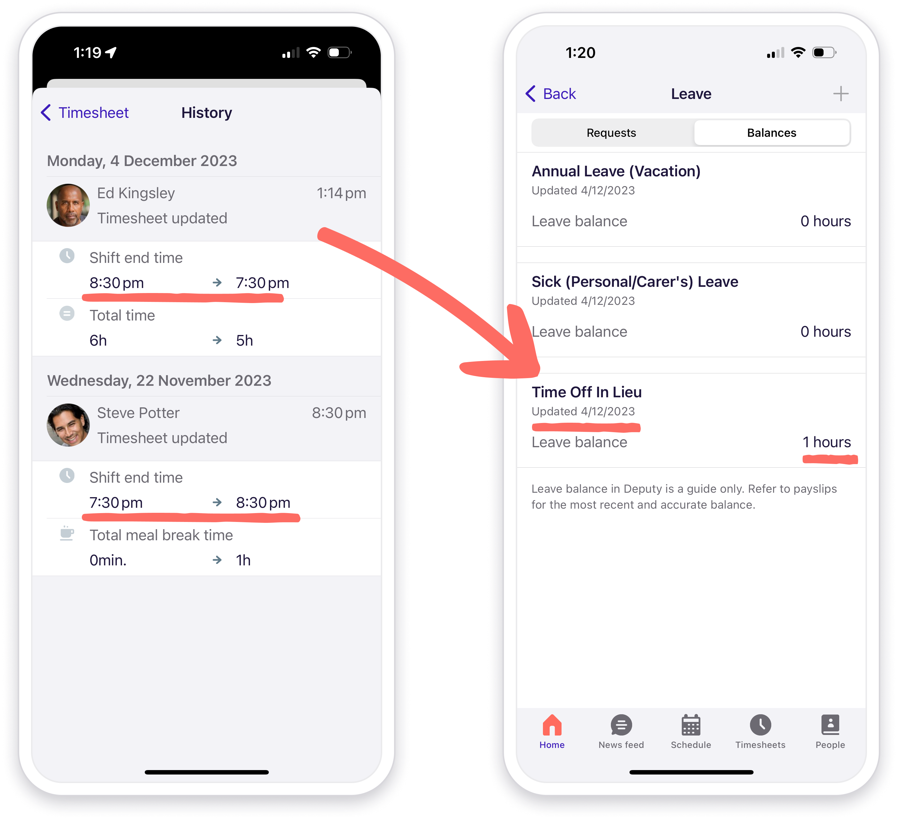 timesheet history and leave balance on phone.png