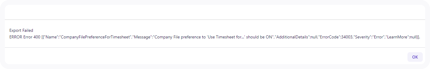 error MYOB 400 company file preference for timesheets.png