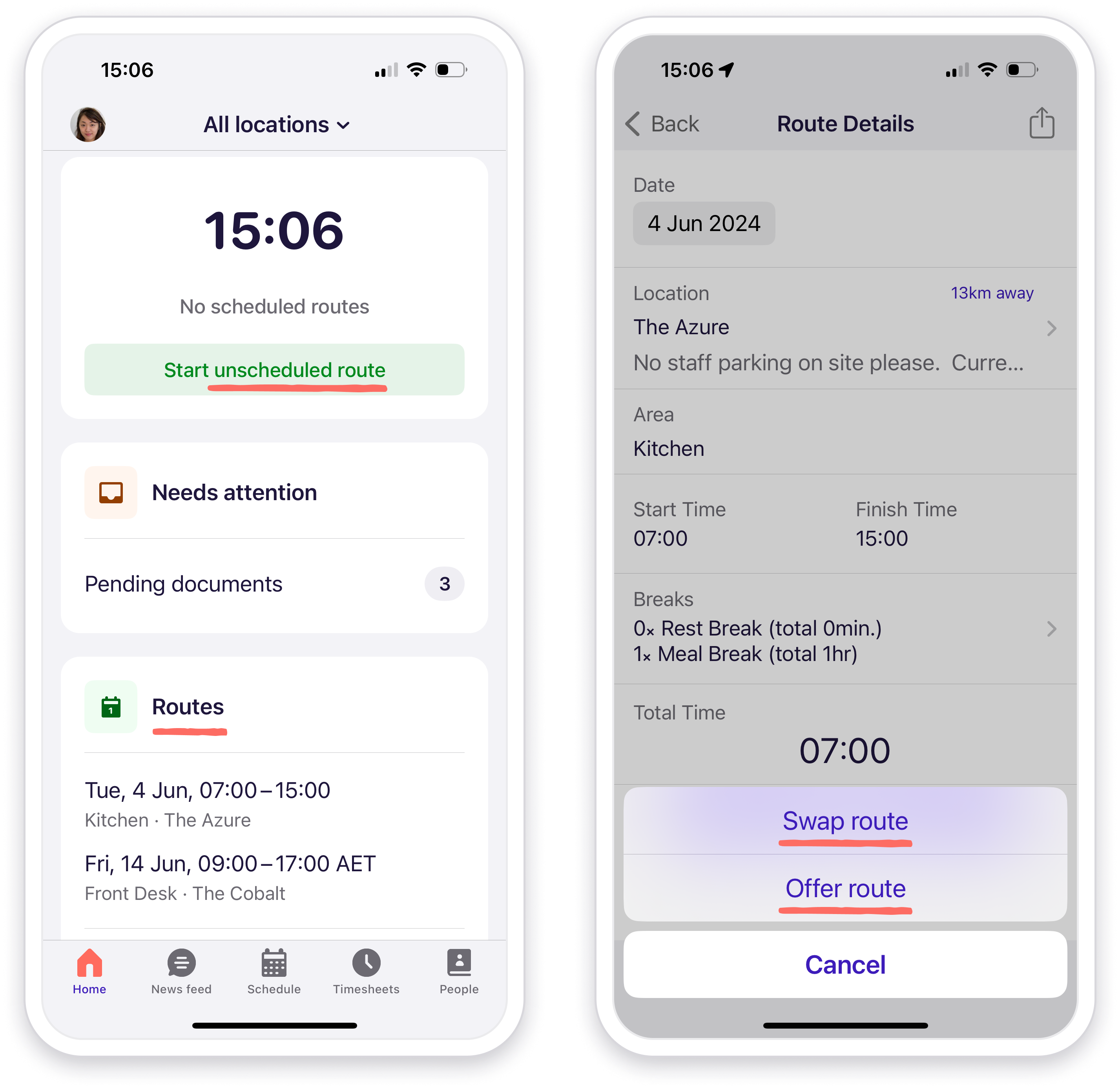 clocking on to route.png